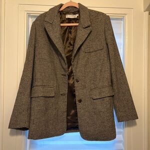 Astr Houndstooth Blazer Jacket in Brown and Black